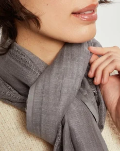 Femme Petrusse Écharpe Écharpe en Lin & Coton Olaf Orage grise - 60x190 cm