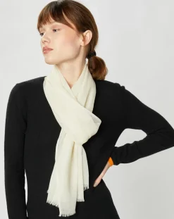 Femme Petrusse Écharpe en Laine & Soie Voile écrue - 50x180 cm