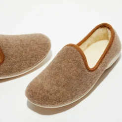 Clearance Apologie Studio Chaussons charentais fourrés en Laine beiges