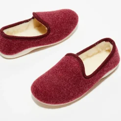 Homme Apologie Studio Chaussons charentais fourrés en Laine bordeaux
