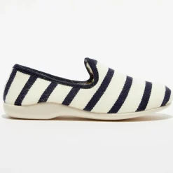 Homme Apologie Studio Chaussons charentais fourrés en Laine rayés blancs