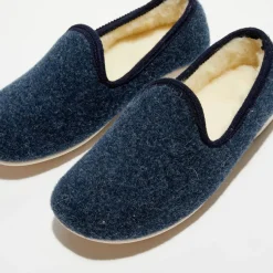 Online Apologie Studio Chaussons charentais fourrés en Laine marine