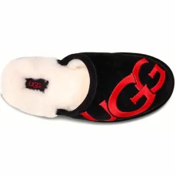 Homme Ugg Chaussons en Cuir Scuff Logo noirs