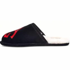 Homme Ugg Chaussons en Cuir Scuff Logo noirs