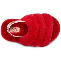 Sale Ugg Chaussons en Peau de Mouton Fluff Yeah rouges