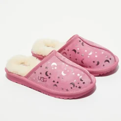 Enfant Ugg Chaussons en Velours de Cuir fourrés Keegan roses