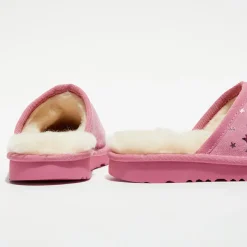 Enfant Ugg Chaussons en Velours de Cuir fourrés Keegan roses