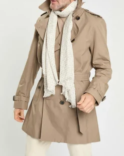 Clearance Hackett London Chèche en Laine mélangée imprimé écru - 180x50 cm