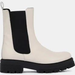 Sale Galeries Lafayette Chelsea boots en Cuir beiges - Talon 4 cm