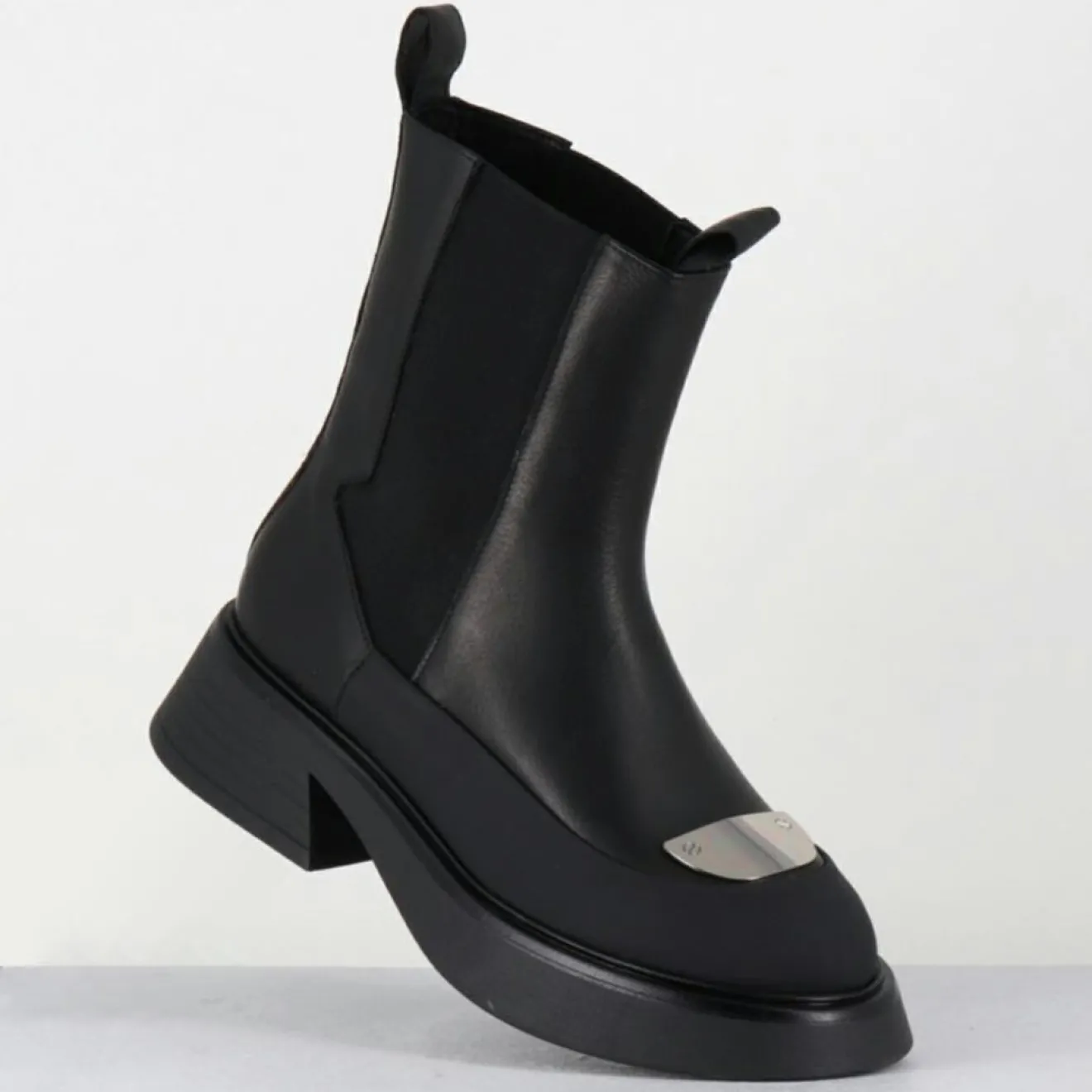Hot Garrice Lab Chelsea Boots en Cuir bike noires