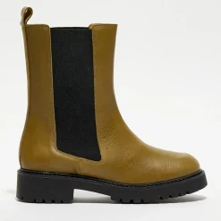 Hot Apologie Chelsea Boots en Cuir Carmen kaki