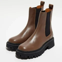 Clearance Mi/Mai Chelsea Boots en Cuir Chunky marron