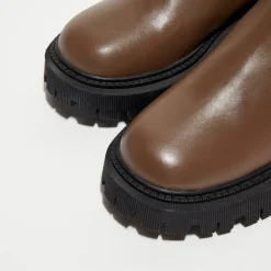 Clearance Mi/Mai Chelsea Boots en Cuir Chunky marron