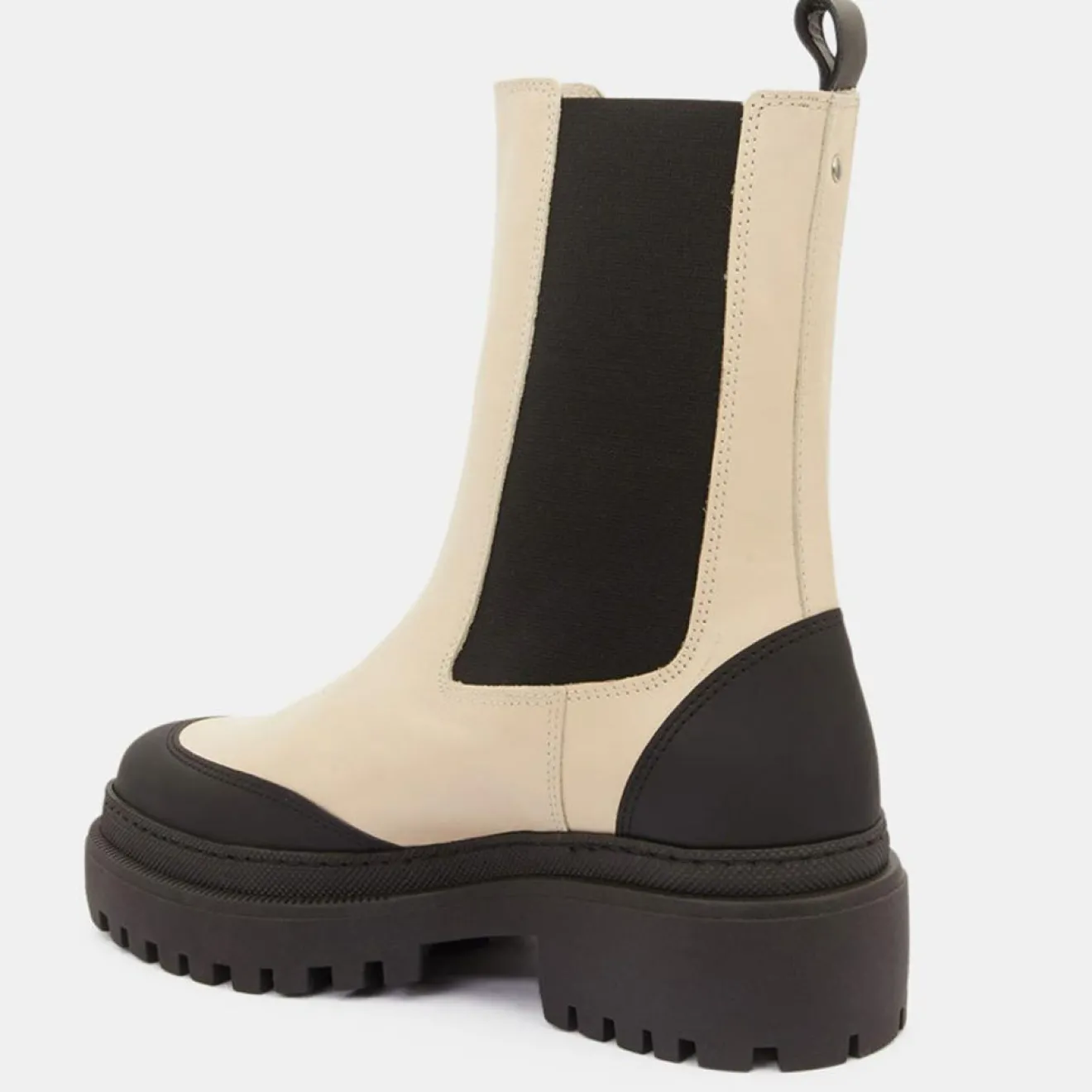 Hot Galeries Lafayette Chelsea boots en Cuir contrastées beiges - Talon 4,5 cm