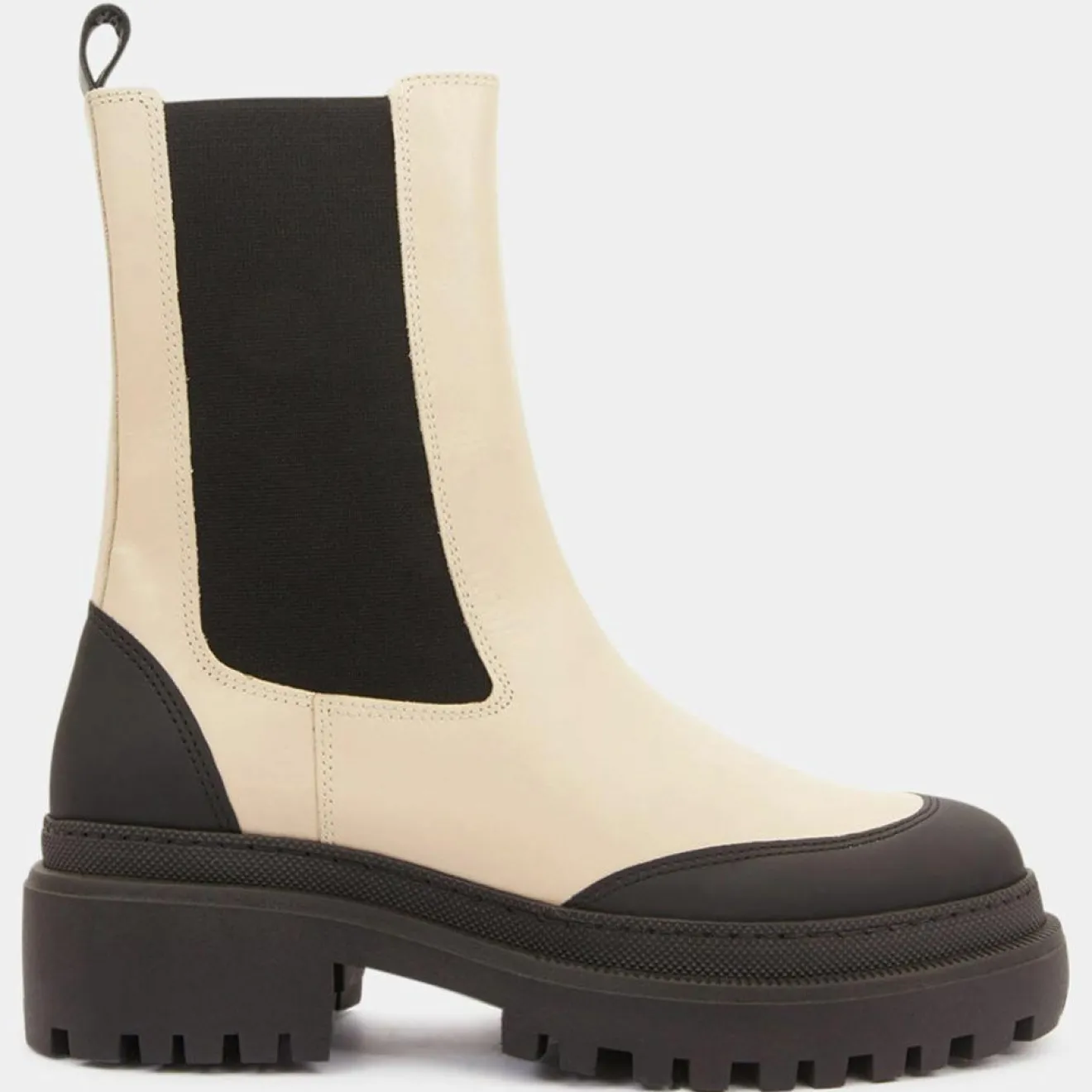 Hot Galeries Lafayette Chelsea boots en Cuir contrastées beiges - Talon 4,5 cm