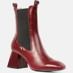 Femme Galeries Lafayette Chelsea Boots en Cuir marron - Talon 7 cm