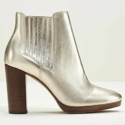 Femme Cosmoparis Chelsea Boots en Cuir Romi platine - Talon 9 cm