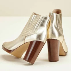 Femme Cosmoparis Chelsea Boots en Cuir Romi platine - Talon 9 cm