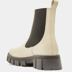Best Galeries Lafayette Chelsea boots en Cuir semelle épaisse beiges - Talon 4,5 cm