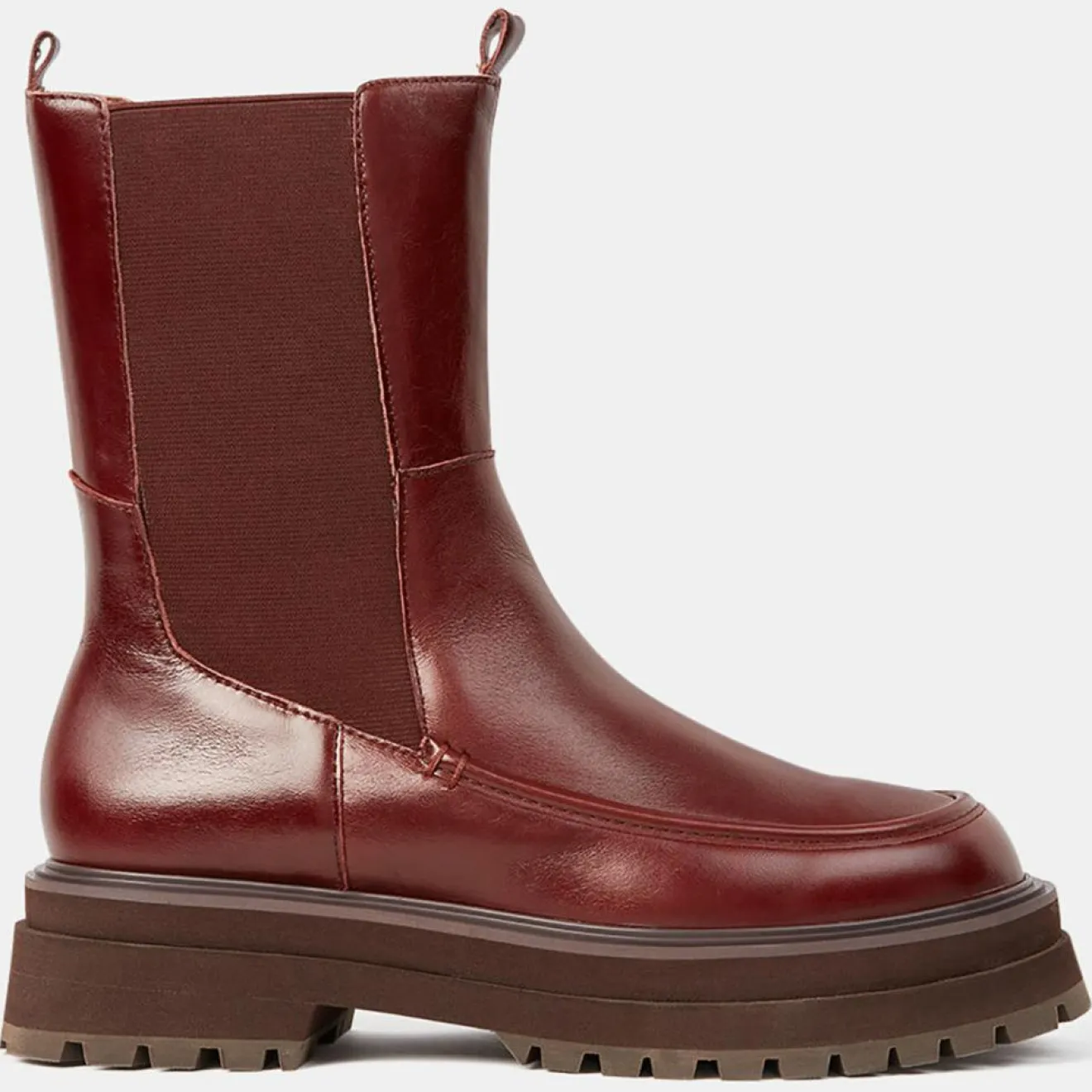 Sale Galeries Lafayette Chelsea Boots en Cuir semelle épaisse marron - Talon 4.5 cm