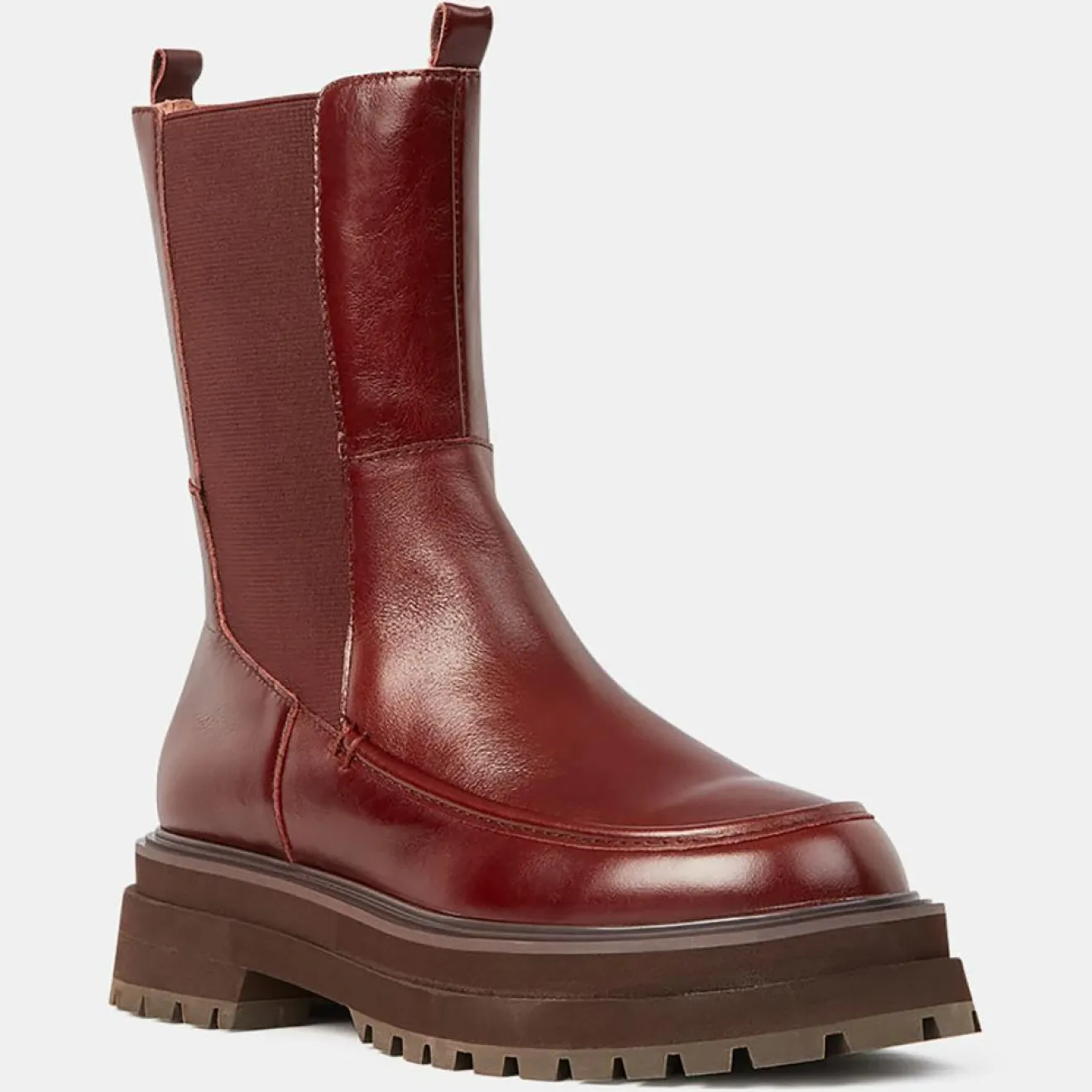 Sale Galeries Lafayette Chelsea Boots en Cuir semelle épaisse marron - Talon 4.5 cm