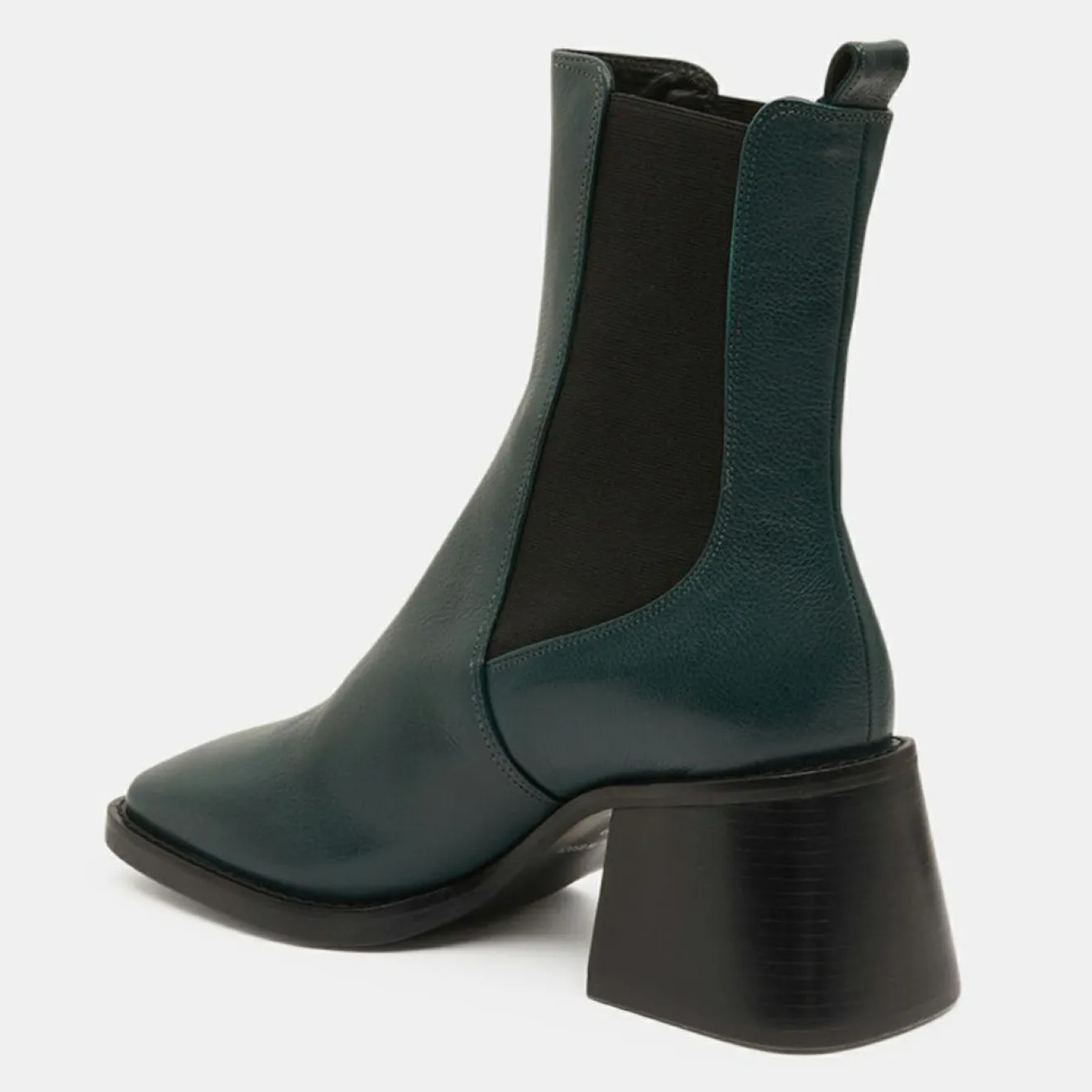 Clearance Galeries Lafayette Chelsea Boots en Cuir talon flare bout carré vertes - Talon 6 cm