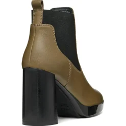 Femme Geox Chelsea Boots en Cuir Teulada olive/noir - Talon 9.5 cm