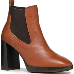 Femme Geox Chelsea Boots en Cuir Teulada brandy/coffee - Talon 9.5 cm