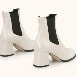 Femme Cosmoparis Chelsea Boots en Cuir verni Lanae crème - Talon 6 cm
