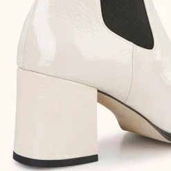 Femme Cosmoparis Chelsea Boots en Cuir verni Lanae crème - Talon 6 cm