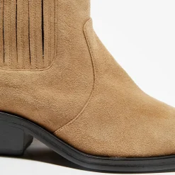 Clearance Mari Giudicelli Chelsea Boots en Velours de Cuir Hyde beiges