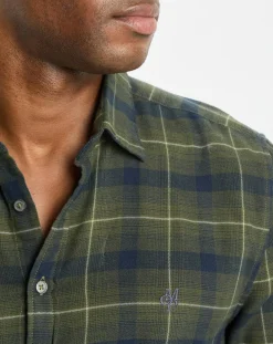 Clearance Marc O'Polo Chemise à Carreaux Degradé Sl kaki/bleu