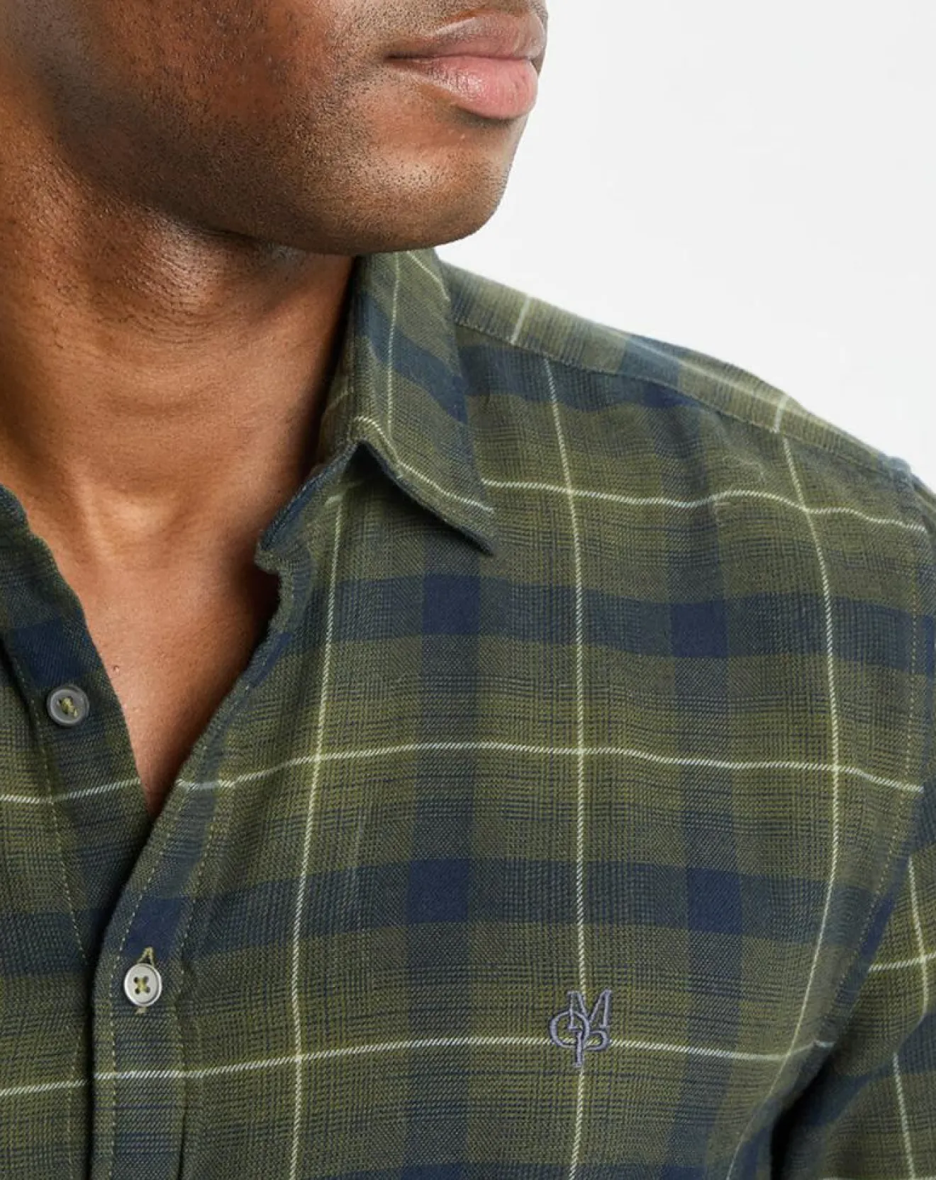 Clearance Marc O'Polo Chemise à Carreaux Degradé Sl kaki/bleu