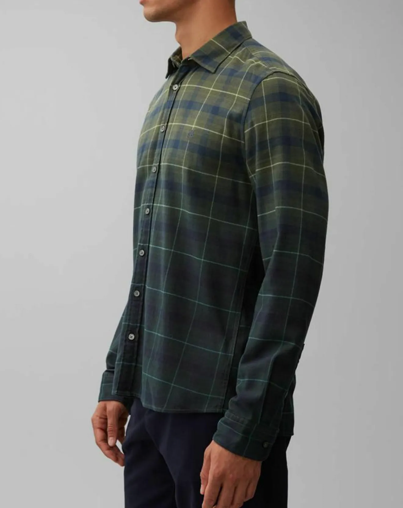 Clearance Marc O'Polo Chemise à Carreaux Degradé Sl kaki/bleu