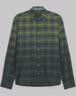 Clearance Marc O'Polo Chemise à Carreaux Degradé Sl kaki/bleu