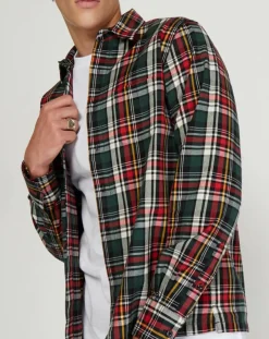 Homme Replay Chemise à carreaux rouge/vert