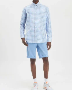 Hackett London Chemise à carreaux tricolore beige/bleu