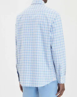 Hackett London Chemise à carreaux tricolore beige/bleu