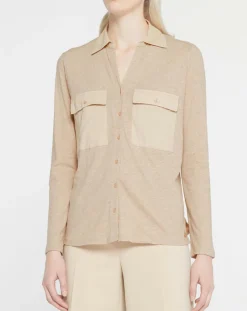 Femme Yerse Chemise 100% Coton Bio O-Selection beige moyen