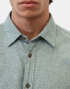 Clearance Marc O'Polo Chemise 100% Coton Bio Regular Fit chinée verte