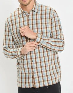 Best Marc O'Polo Chemise 100% Coton Bio Relaxed Fit à carreaux bleu/marron