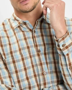 Best Marc O'Polo Chemise 100% Coton Bio Relaxed Fit à carreaux bleu/marron