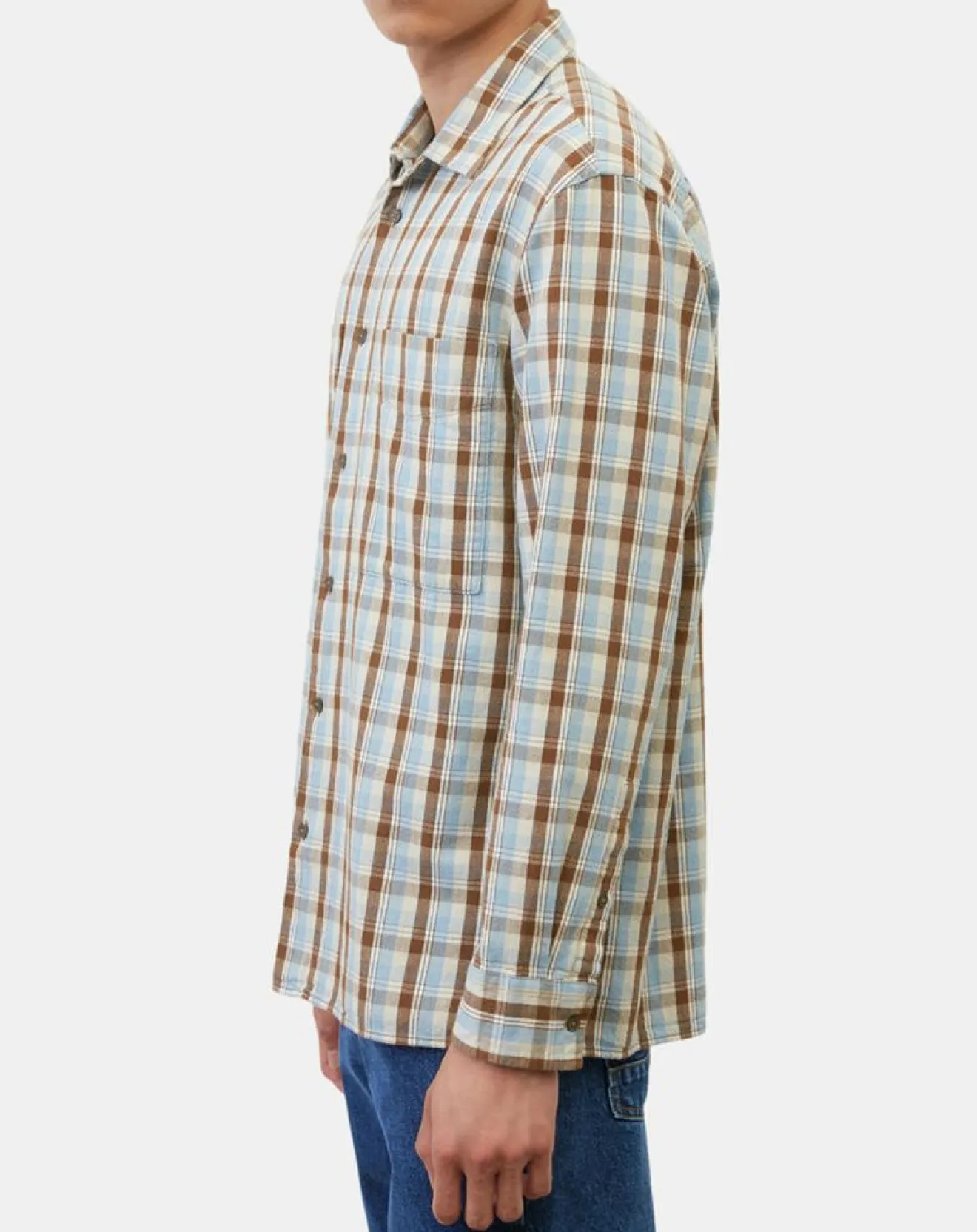 Best Marc O'Polo Chemise 100% Coton Bio Relaxed Fit à carreaux bleu/marron