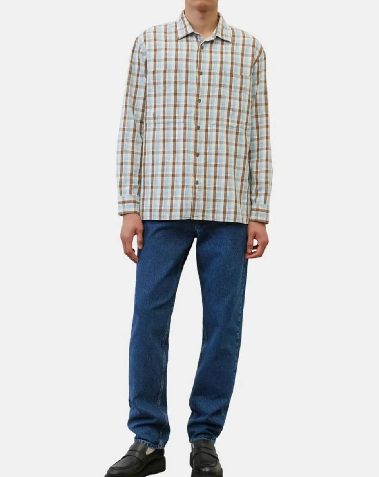 Best Marc O'Polo Chemise 100% Coton Bio Relaxed Fit à carreaux bleu/marron