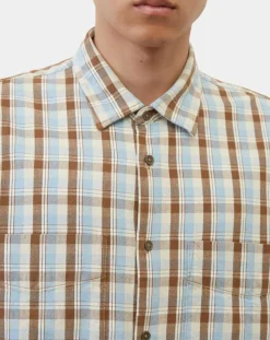 Best Marc O'Polo Chemise 100% Coton Bio Relaxed Fit à carreaux bleu/marron