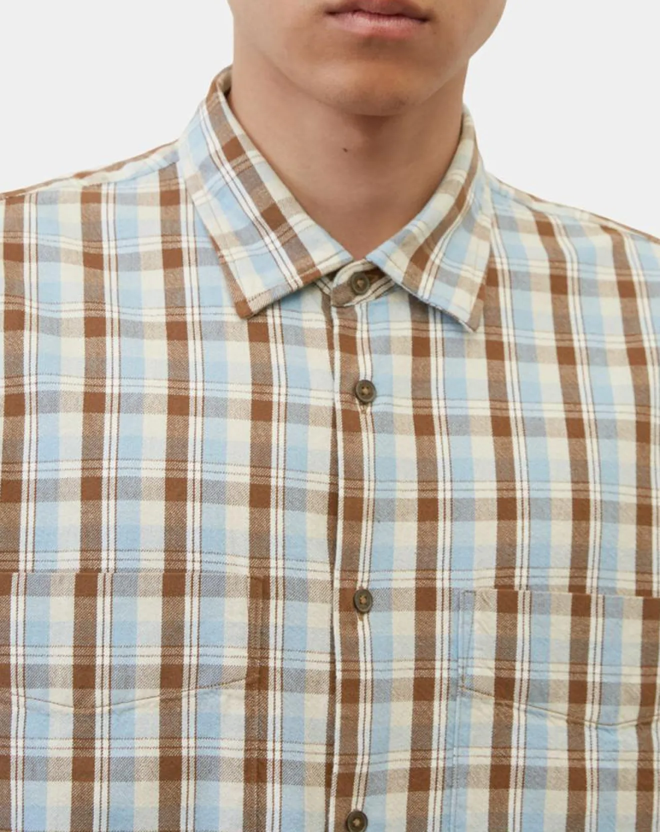 Best Marc O'Polo Chemise 100% Coton Bio Relaxed Fit à carreaux bleu/marron