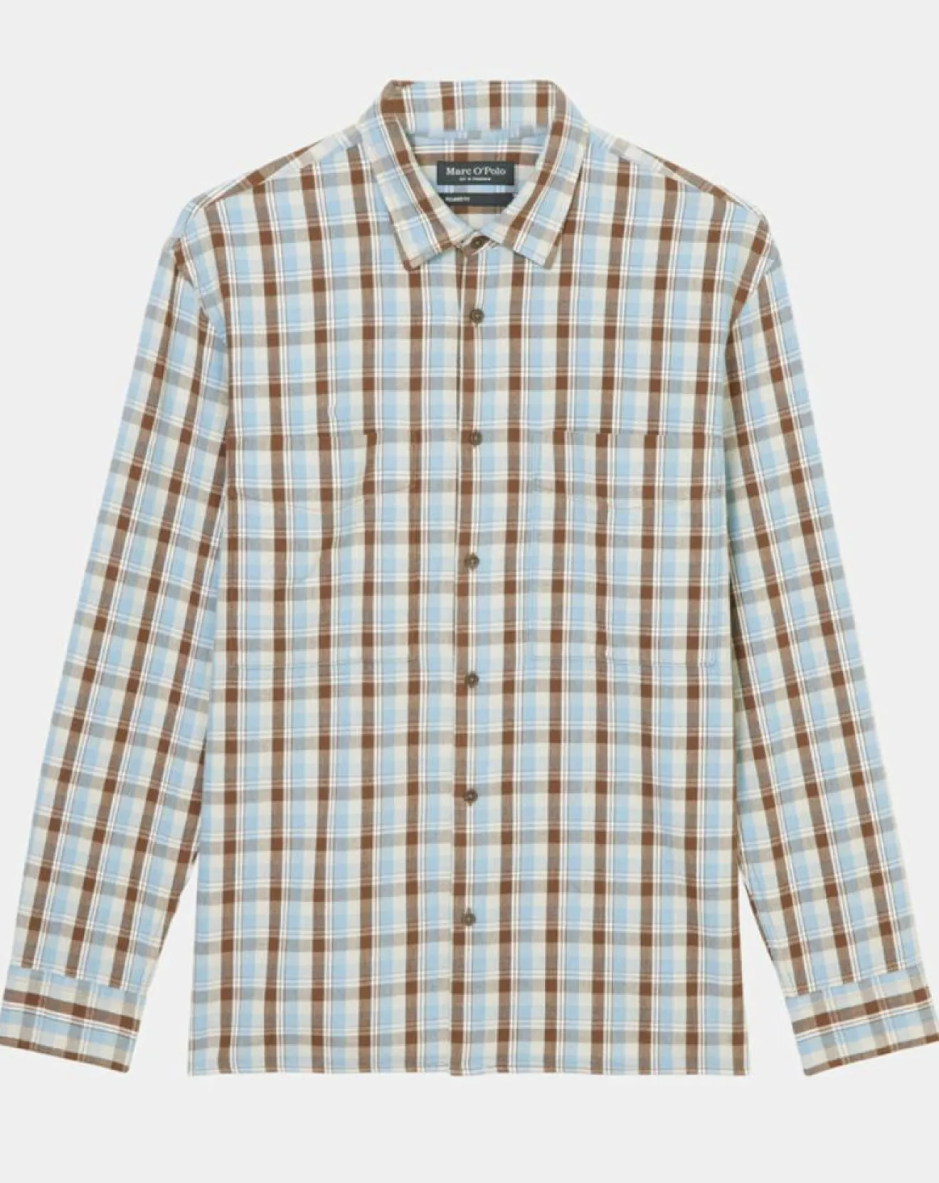 Best Marc O'Polo Chemise 100% Coton Bio Relaxed Fit à carreaux bleu/marron