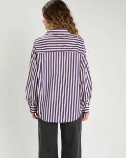 Femme The Korner Chemise Emy violet/crème