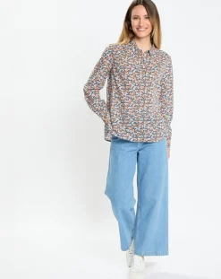 Femme Marc O'Polo Chemise à Fleurs orange/bleu