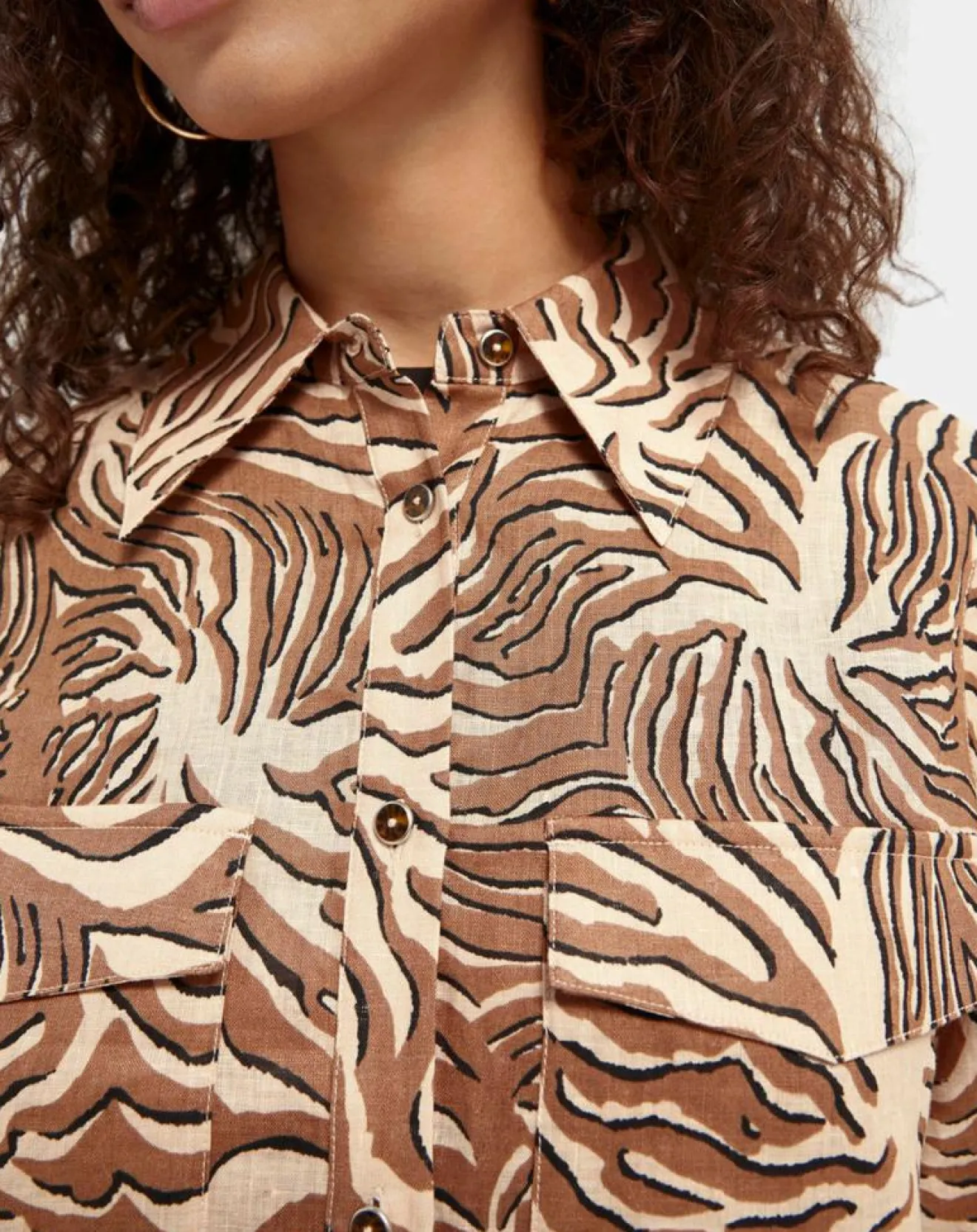 Femme Scotch & Soda Chemise 100% Lin imprimée corail beige